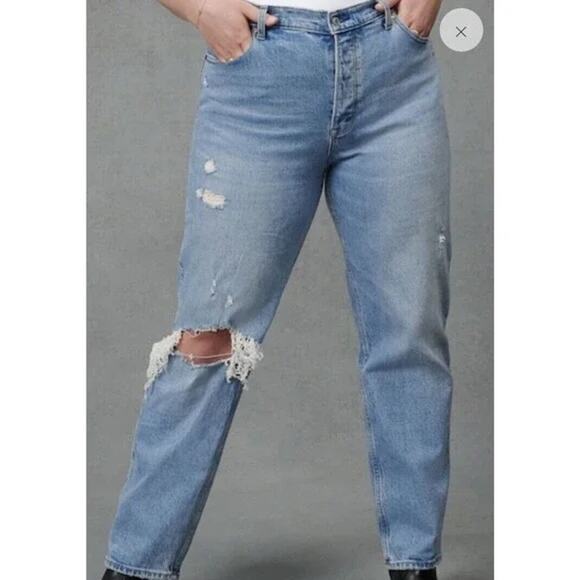 Abercrombie & Fitch The Dad High Rise Curve Love Button Fly Jeans Blue 18 - Picture 1 of 9